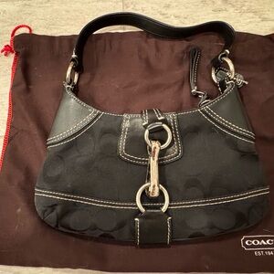 Coach Black Shoulder Bag with Silver Accents